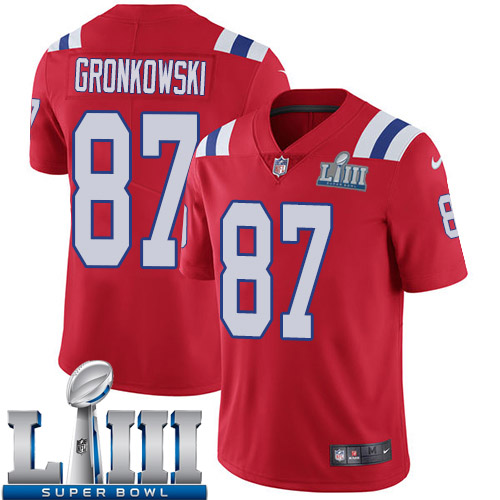 Men New England Patriots #87 Gronkowski red Nike Vapor Untouchable Limited 2019 Super Bowl LIII NFL Jerseys